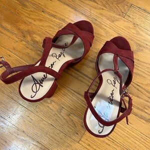 Maroon platform heels